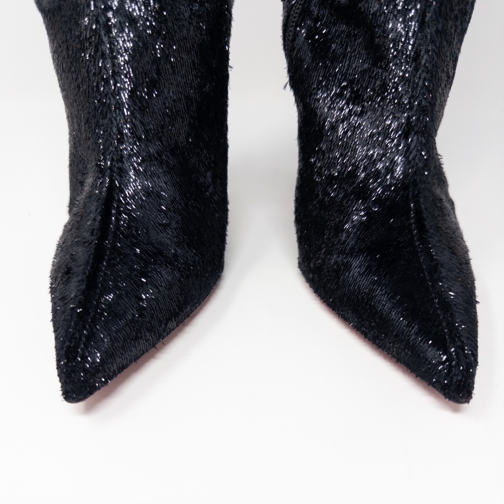 Christian Louboutin Kate Botta 100 Black Velours Papillon Knee High Boots 37 EU - Picture 3 of 8